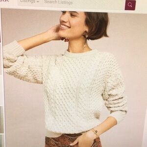 FRYE/“VANILLA CREAM”FISHERMAN’S  WOVEN CREWNECK SWEATER/NEW/ B